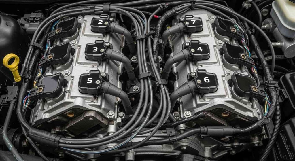 Chevy 5.3 LS ignition coil pack layout and spark plug wiring order for driver vs passenger banks